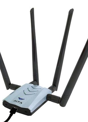 Мощный usb wi-fi адаптер alfa awus1900 оригинал! открытая коробка чип realtek rtl8814au