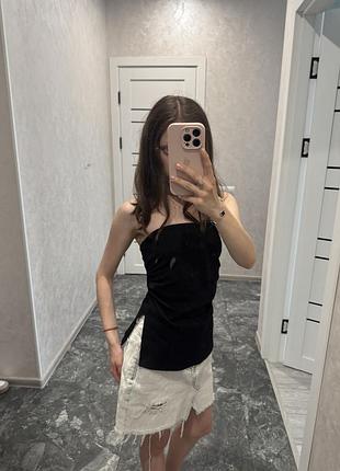 Bershka топ бандо без бретель зі збірками збоку