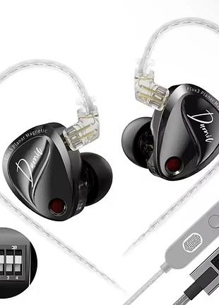 Наушники kz duonic bass improved eq type-c с микрофоном black