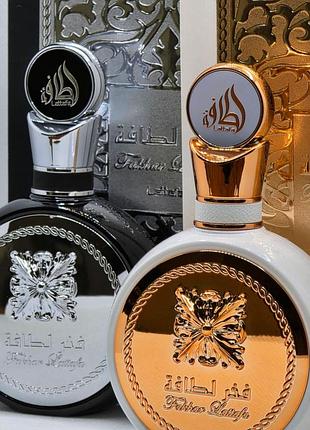 Набор fakhar rose для женщин и fakhar black для мужчин от lattafa perfumes, по 100 мл