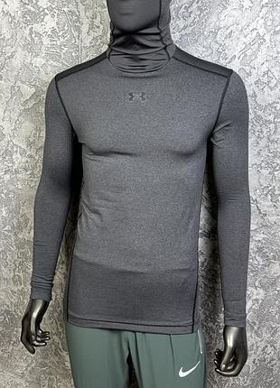 Under armour compression coldgear кофта лонгслив l размер серая с лого 2