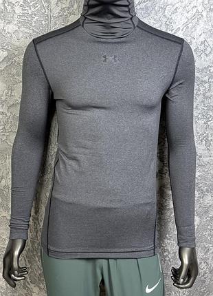 Under armour compression coldgear кофта лонгслив l размер серая с лого 4