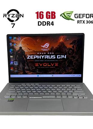 Ігровий ноутбук asus rog zephyrus g14 ga401qm / 14" (1920x1080) ips / amd ryzen 7 5800hs (8 (16) ядер по 2.8 - 4.4 ghz) / 16 gb