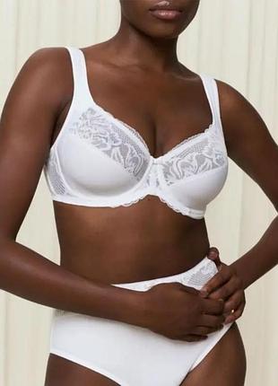 Білий бюстгальтер м'яка чашка на кісточках «triumph-modern lace + cotton» 80d