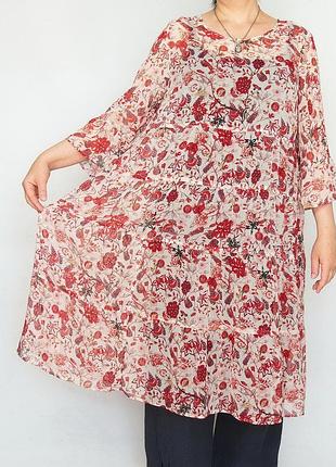 Сукня ярусна шифонова у квітковий принт, marks&amp; spencer, шифон.