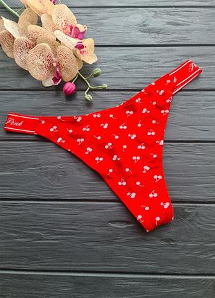 Трусики стринги logo cotton high-leg thong panty victorias secret