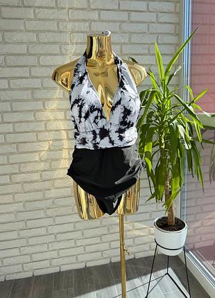 Суцільний купальний 3xl shein мармур чорний