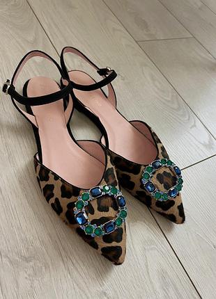 Нові леопардові туфлі слінгбеки pretty ballerinas 40 р з кристалами swarovski