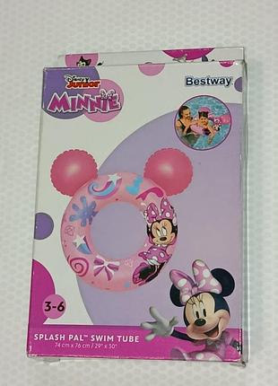 Детский надувной круг для плавания bestway splash palTM swim tube из серии disney junior minnie.