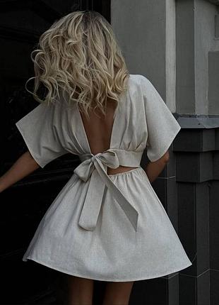 Сукня з відкритою спиною, натуральна тканина льон ✨