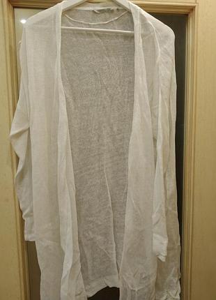 Италия. молочно-белая летняя туника/кардиган (l). лен