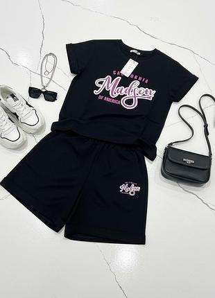 🖤 стильний літній костюм — футболка та шорти в комплекті.