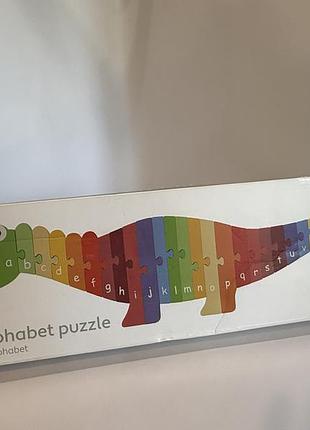 Дерев'яний пазл динозавр dinosaur alphabet puzzle orange tree toys