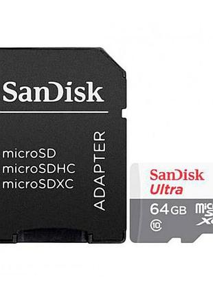 Карта пам'яті microsdxc (uhs-1) sandisk ultra 64gb class 10 a1 (100mb/s) (adapter sd)