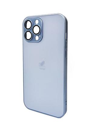 Чохол для смартфона ag glass matt frame color logo for apple iphone 13 pro max sierra blue