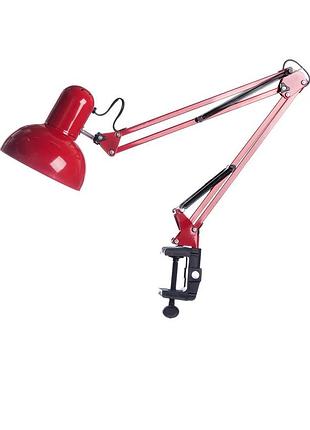 Лампа для освещения desk lamp с регулировкой высоты с креплением к столу, цвет: красный