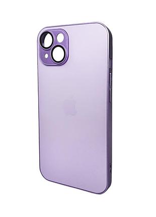 Чохол для смартфона ag glass matt frame color logo for apple iphone 15 light purple