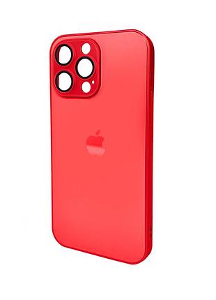 Чохол для смартфона ag glass matt frame color logo for apple iphone 15 pro max coke red