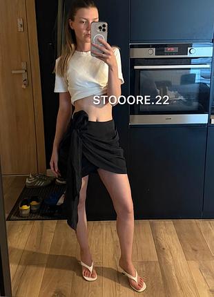 Чорна коротка спідниця з драпуванням, спідниця міні h&m
