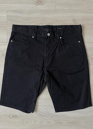 Чорні чоловічі джинсові шорти h&m slim fit (розмір 31)