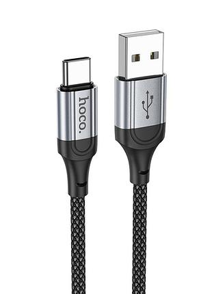 Кабель hoco x102 usb to type-c 3a, 1m, nylon, aluminum connectors, black