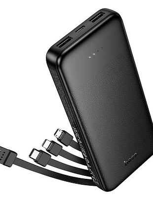 Зовнішній акумулятор hoco j163 wonderful power bank with 4 cables(10000mah) black