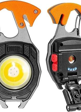 Акумуляторний led ліхтарик w5147 з type-c 7 режимів, прикурювач, карабін, ніж, магніт top shop ua_
