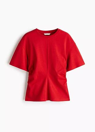 H&m яскрава бавовняна футболка-топ з драпируванням