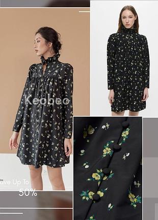 Сукня сорочка в квіти h&m рюша принт в стилі ganni maje sandro
