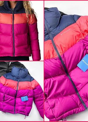 Куртка,пуховик жіночий columbia puffect color blocked