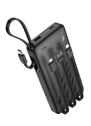 Зовнішній акумулятор hoco j146 night tide power bank with 4 cables (10000mah) black