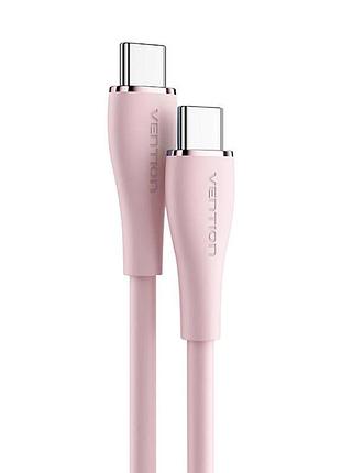 Кабель vention usb 2.0 c male to c male 5a cable 1m pink silicone type (tawpf)