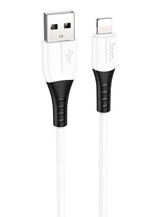 Кабель hoco x82 usb to ip 2.4a, 1m, silicone, silicone connectors, white