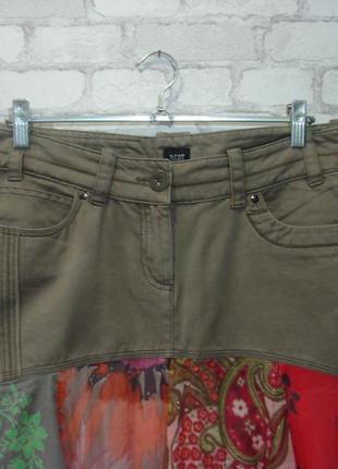 Стильная джинсовая юбка с шифоновыми вставками " dept" 48\50 р2 фото