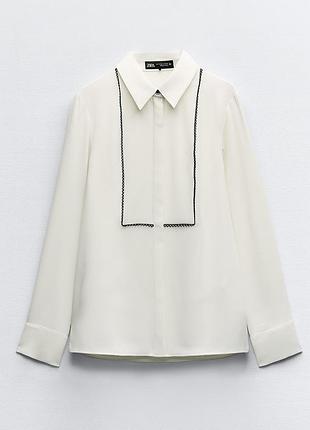 Блуза сорочка zara молочна розмір s