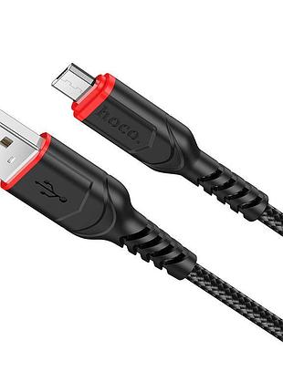 Кабель hoco x59 usb to micro 2.4a, 1m, nylon, tpe connectors, black