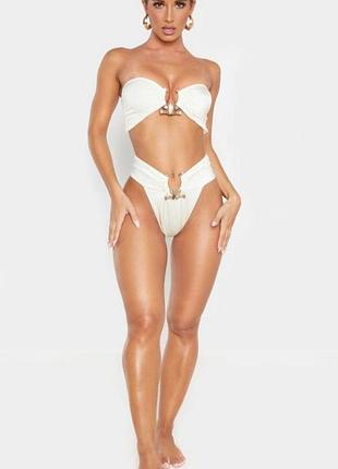 Бесподобные кремовые высокие трусики бикини низ от купальника prettylittlething