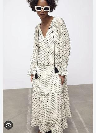 Красивое шифоновое платье миди zara
