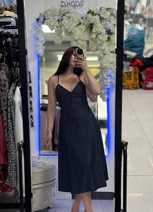 Темно-синя сукня міді від zara