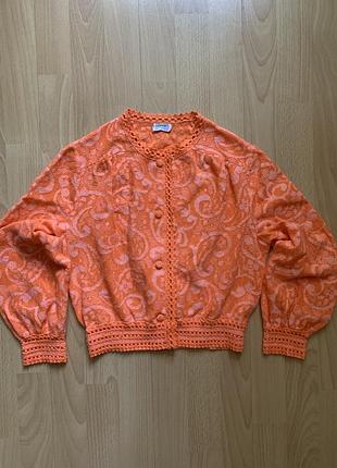 Hanro switzerland винтажный ажурный кардиган шерсть orlon s/m оригинал