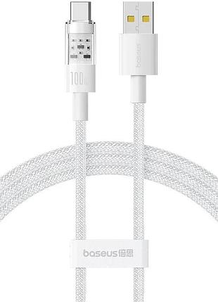Кабель baseus gem fast-charging data cable usb to usb-c 100w 1m moon white
