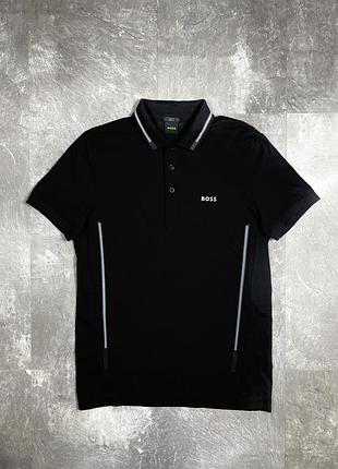 Чоловіча футболка поло boss hugo boss хуго босс оригінал чорна стрейч slim fit теніска розмір s