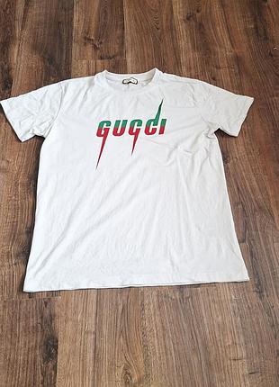 Мужская уникальная футболка gucci с большим лого