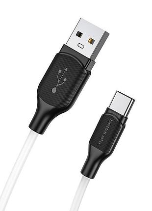 Кабель borofone bx42 usb to type-c 3a, 1m, silicone, tpe connectors, white