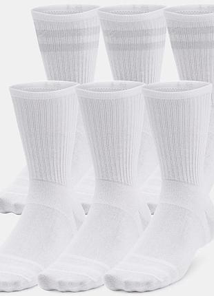 Шкарпетки under armour essential 6pk crew білий lg (1387058-100)