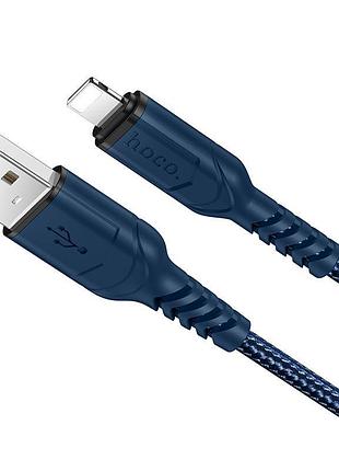 Кабель hoco x59 usb to ip 2.4a, 1m, nylon, tpe connectors, blue