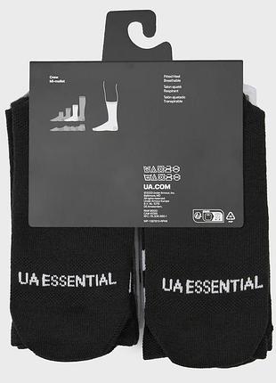 Носки under armour essential 6pk crew белый, серый, черный уни lg