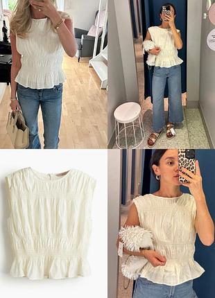 Ніжна блуза / топ жатка h&m з баскою (розмір s)