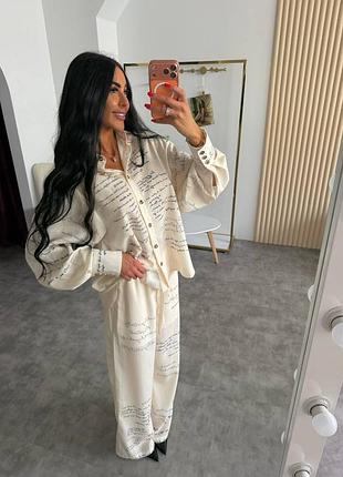 Костюм zimmermann штани сорочка з принтом написами