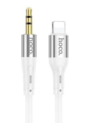 Аудiокабель hoco upa22 ip to 3.5mm male, silicone, 1m, white